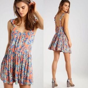 Free People Dear You Orange Open Back Mini Dress